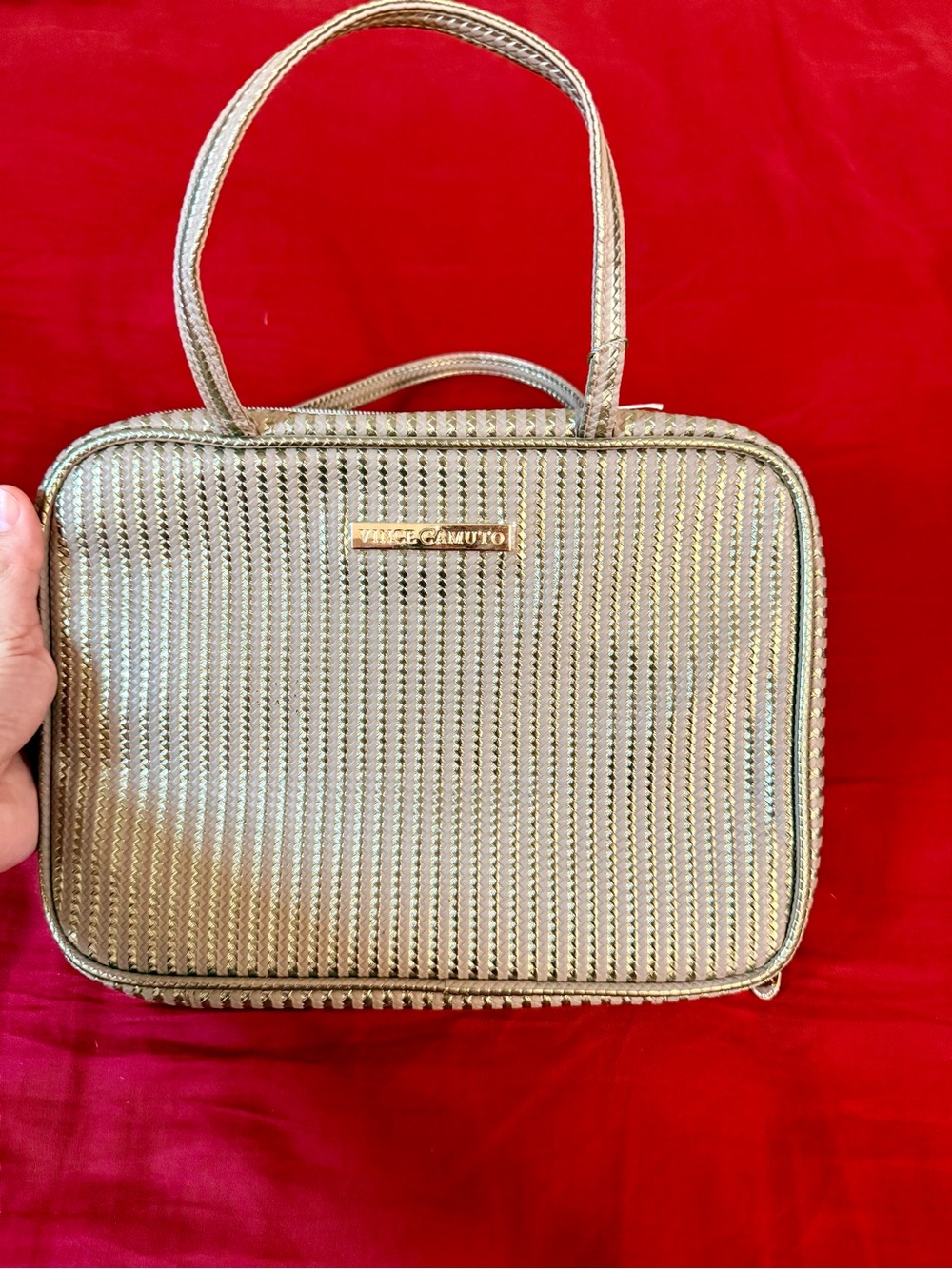 Vince Camuto Metallic Gold Cosmetic Tote